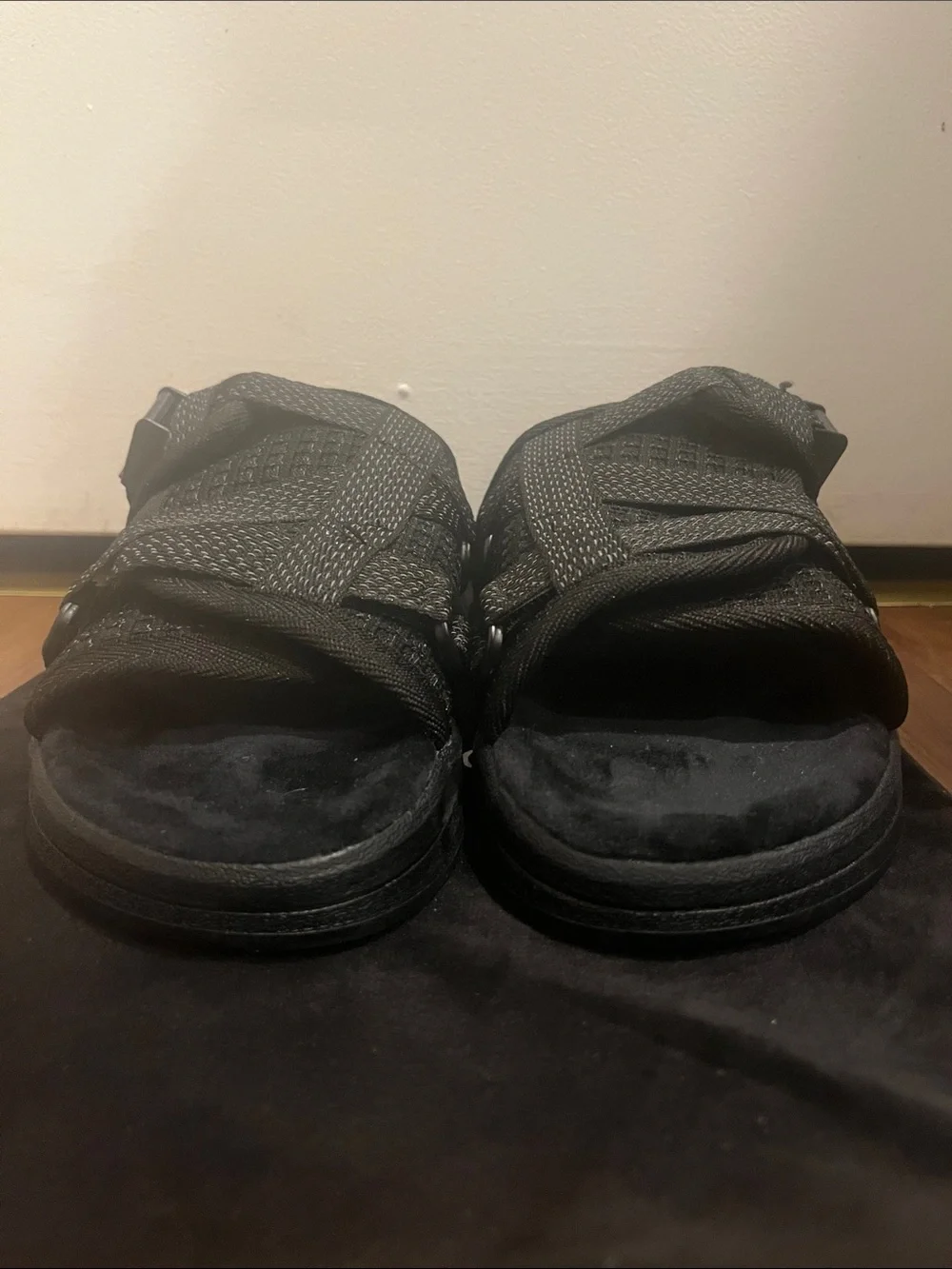 Men's Black Dual-Strap Slide Sandals